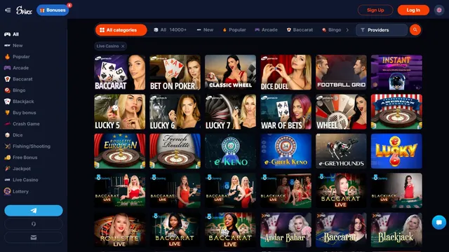 spike casino live games