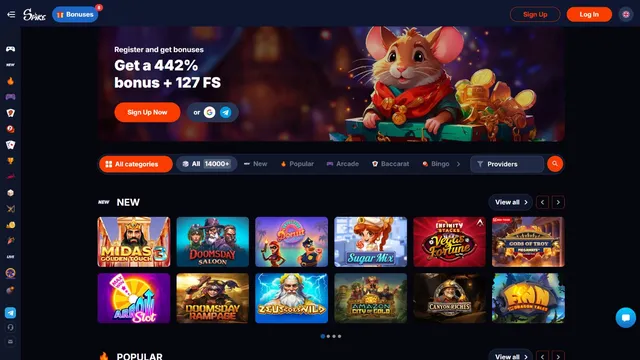 spike casino website screen