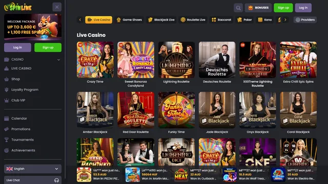 spinline casino live games