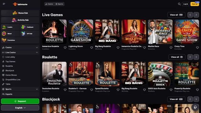 spinmacho casino live games