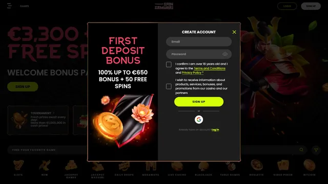 spinsamurai casino registration