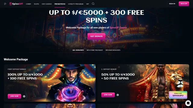 spinsup casino promotions