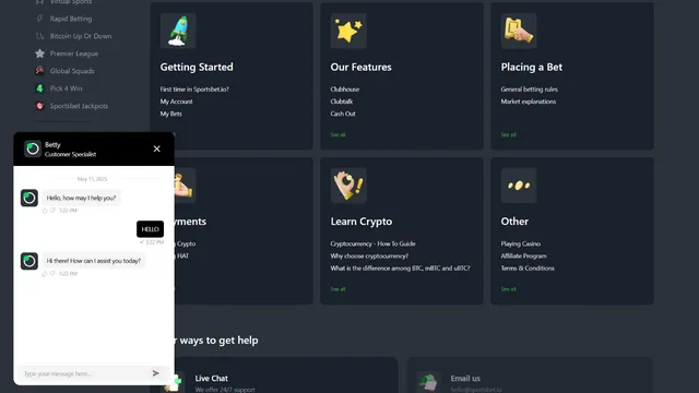 sportsbet casino support