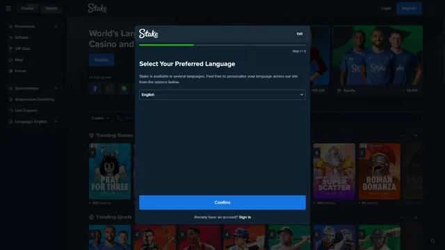 stake casino registration