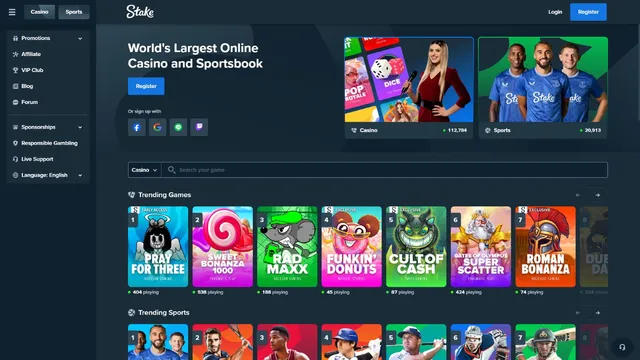 stake casino website screen