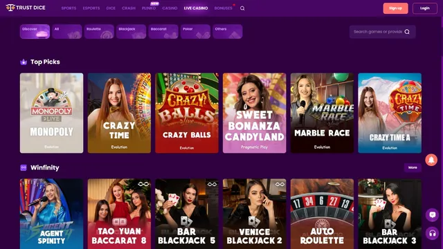 trustdice casino live games
