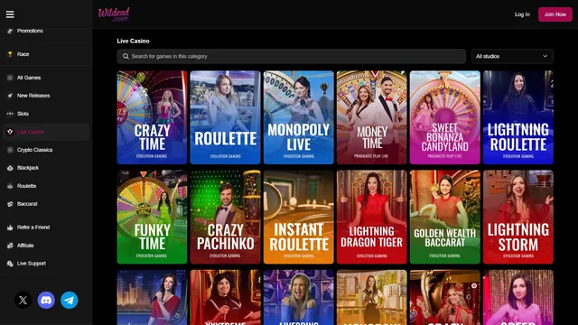 wildead casino live games