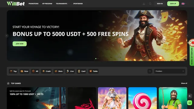 willbet casino website screen