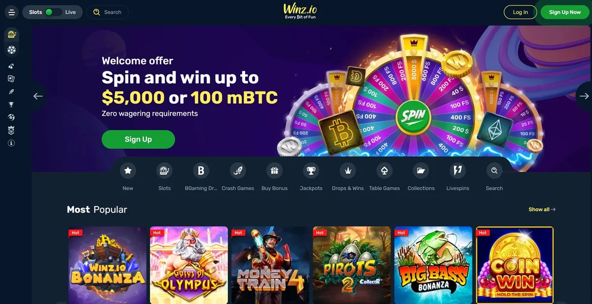 winz casino screen