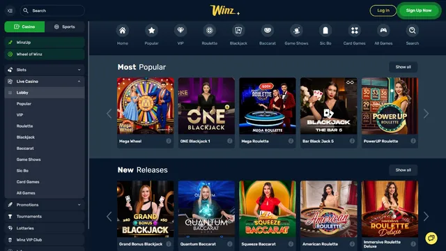 winz casino live games
