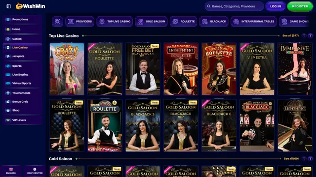 wishwin casino live games