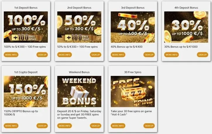 zevcasino bonuses