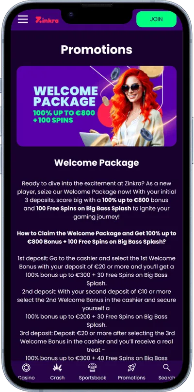 zinkra casino phone welcome bonus