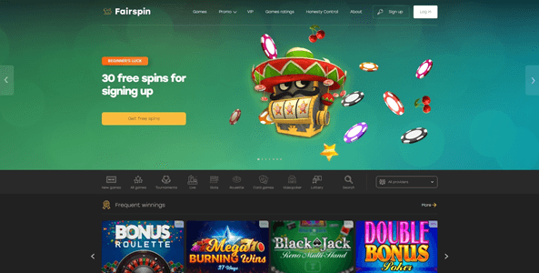 fairspin casino website screen