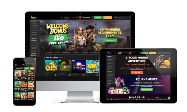 winz.io casino website screens