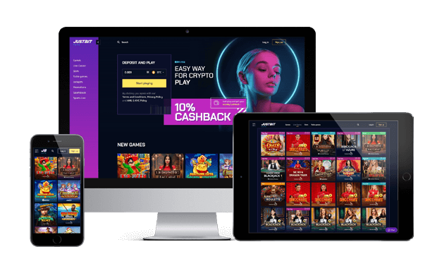 justbit casino website screens