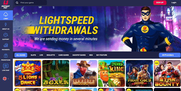 instantpay casino website screen