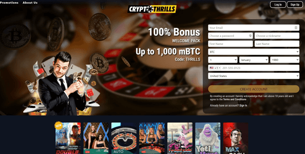 cryptothrills website screen