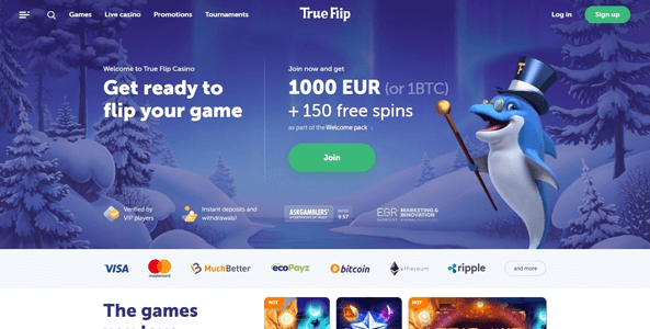 trueflip casino website screen
