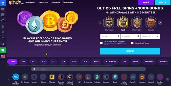 bitcoincasino.io website screen