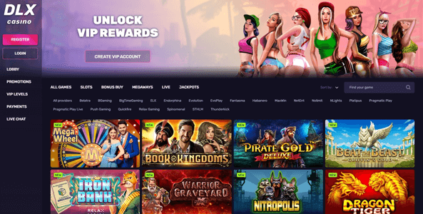 dlx casino website screen
