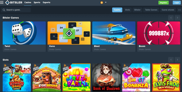 bitsler casino website screen