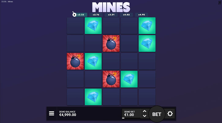 mines hacksaw game screen