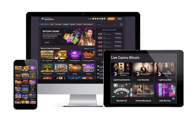 rocketpot casino website screens