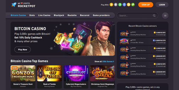 rocketpot casino website screen