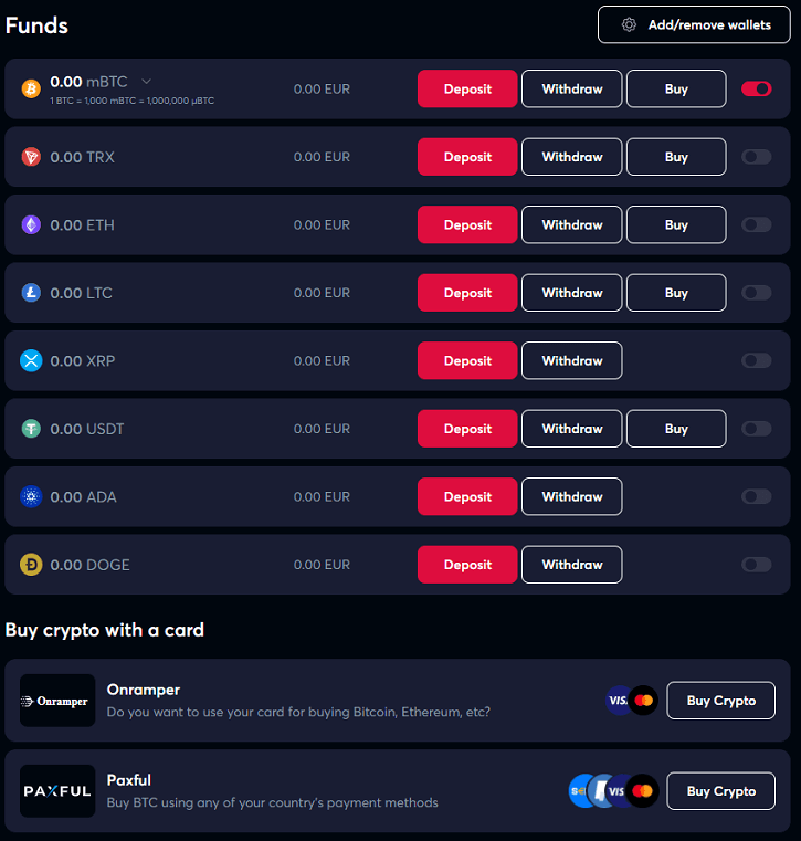 livecasino payment methods