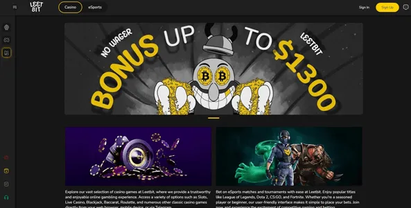 leetbit casino website screen