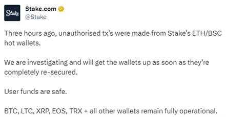 stake official announcement about being hacked