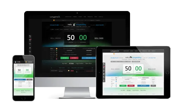 luckygames.io website screens